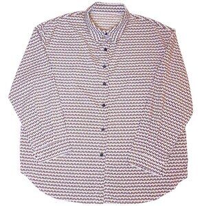 Woman's Shirt Buttoned-down XL Blouse tan-brown print Long Sleeve top classic